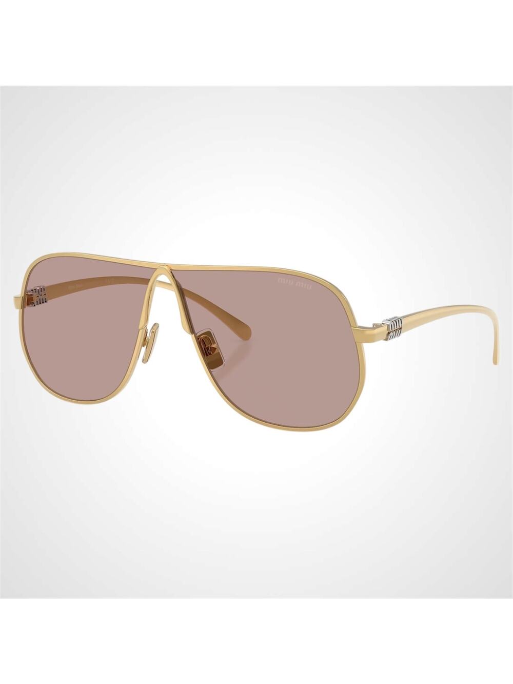New MIU MIU Sunglasses Gold Violet Solid Lens Metal Pilot Aviator